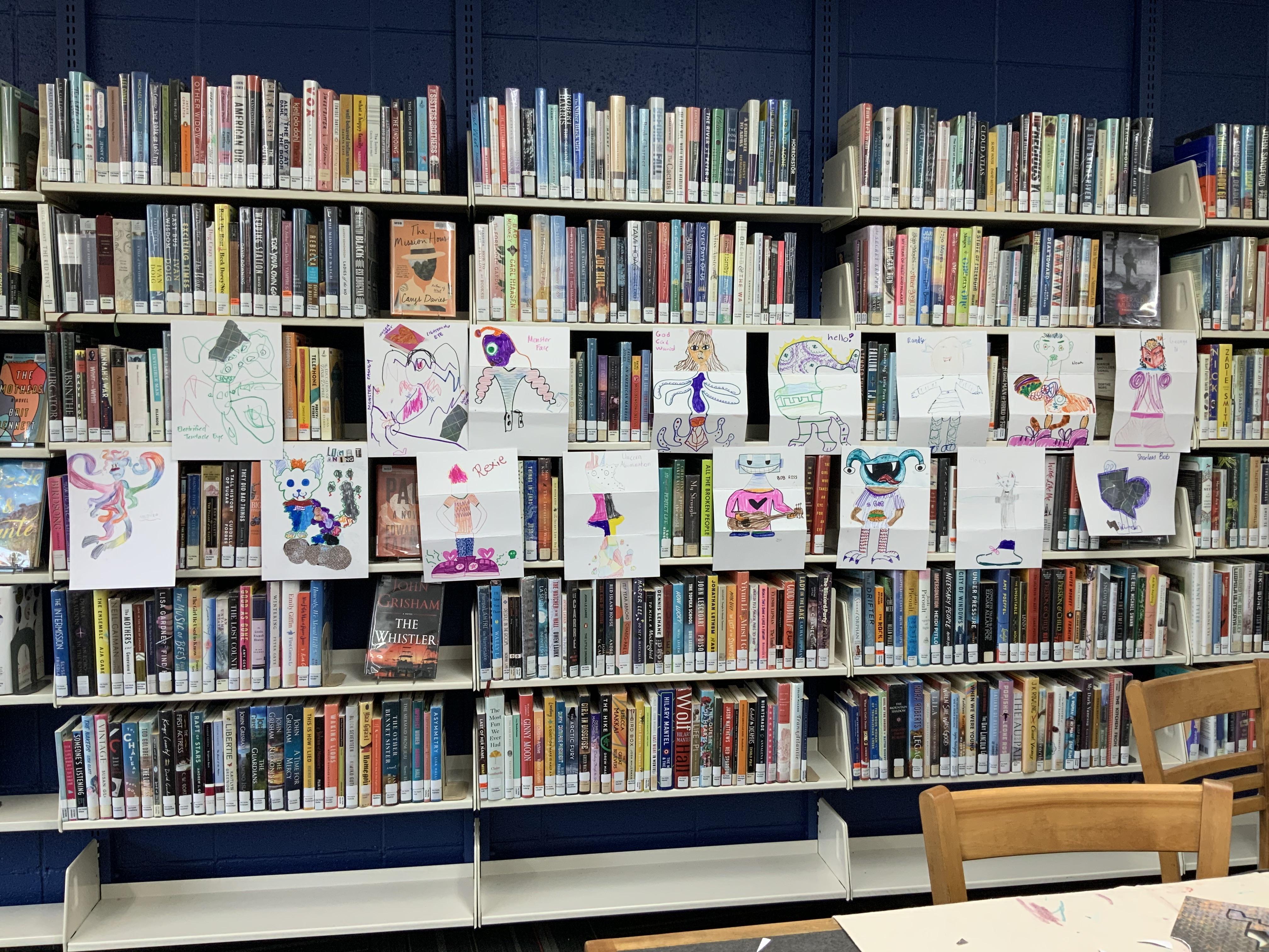 youth art display at Monroe Street library 