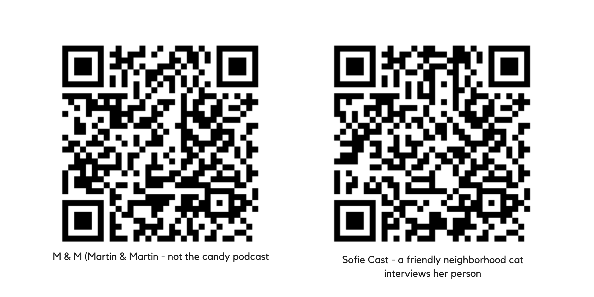 QR codes to scan to listen to podcasts