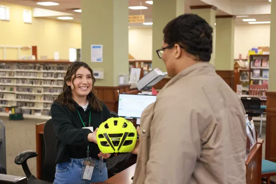 BCycle Community Pass Fob and Helmet Check Out Alicia Ashman Library Photoshoot March 2024 (2).jpg Check out a BCycle Community Pass and helmet from any Madison Public Library location for access to 350+ electric-assist bikes through BCycle