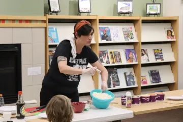 Chef Lily teaching a cooking class