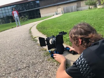 Students filming a music video 