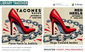 Library Takeover 2024 Red Heels Steps Toward Justice Event September 14 at Central Library